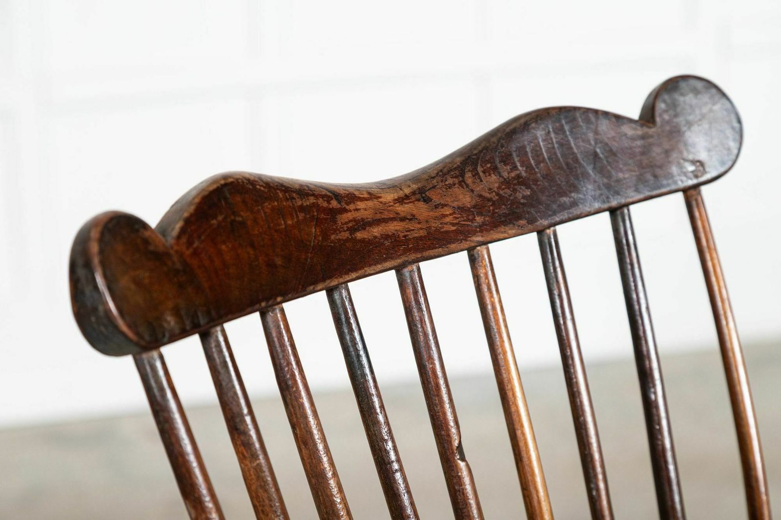 19thc English George III Oak & Elm Comb Back Chair photo vintage
