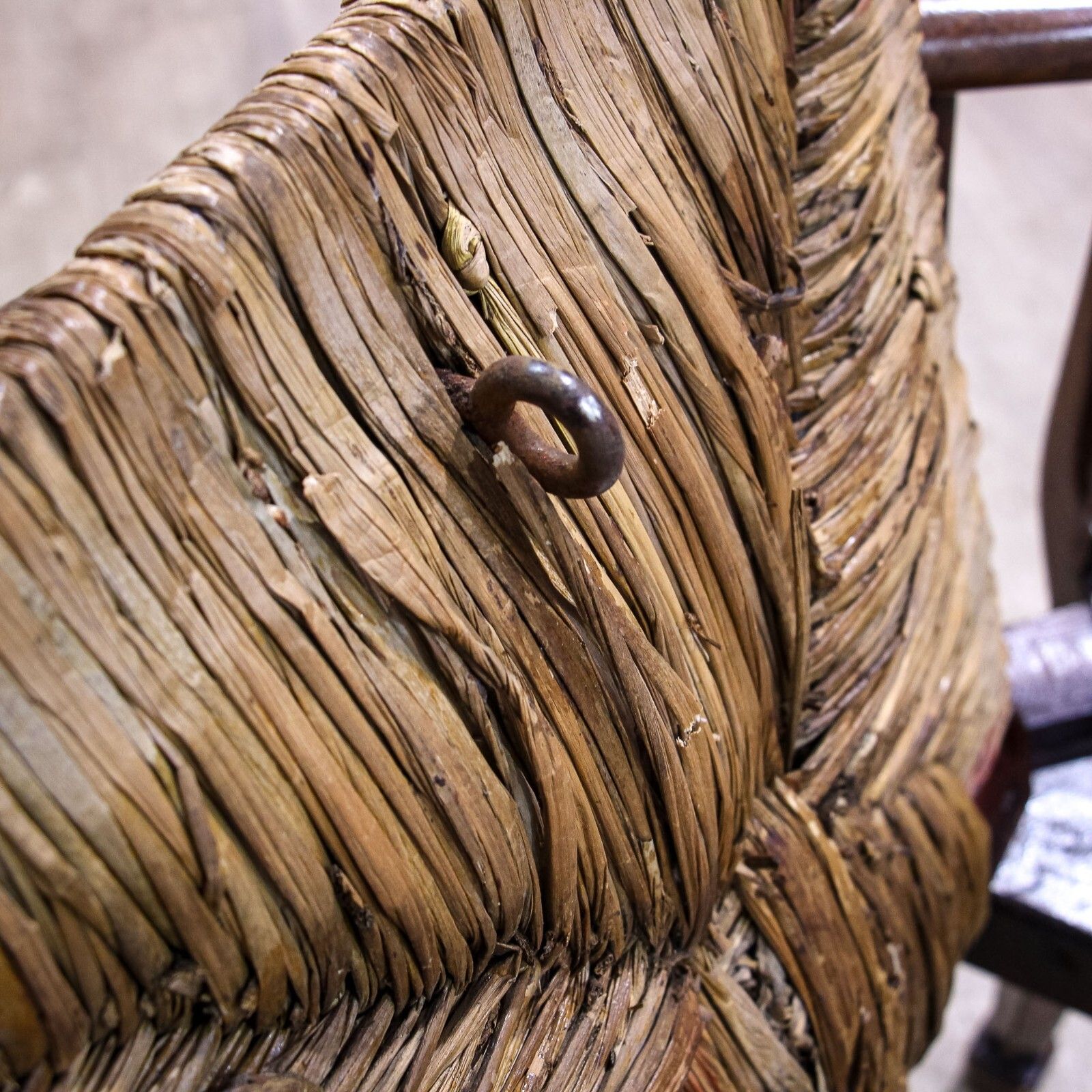 Furniture 19th Century Rush Seated American Armchair photo