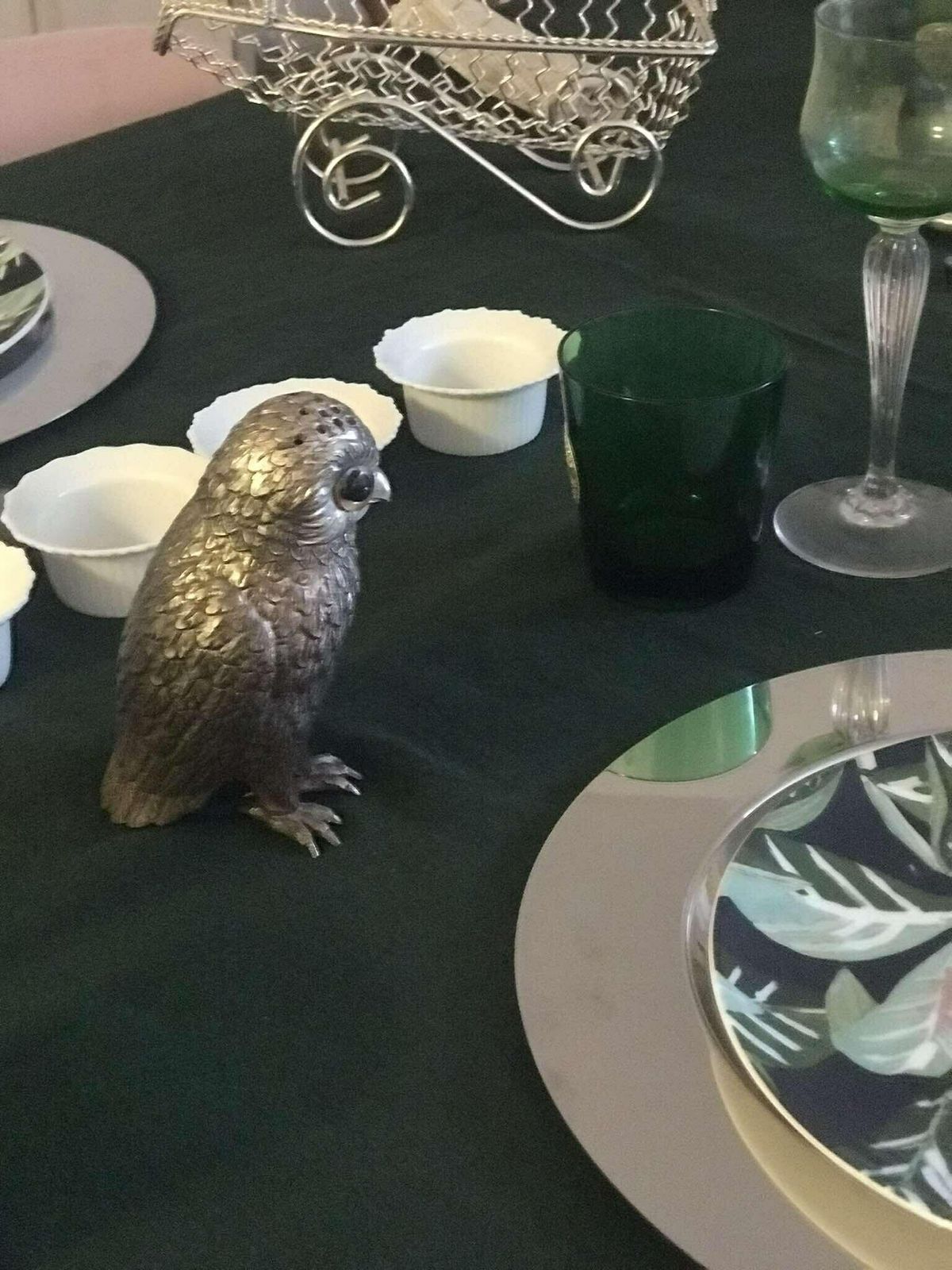 Silver Plate Owl Corbell Salt Shaker Large Insert Glass Eyes Novelty English Silver Plated Novelty Piece Animal Figurine Owl Lover Gift photo Home Decor