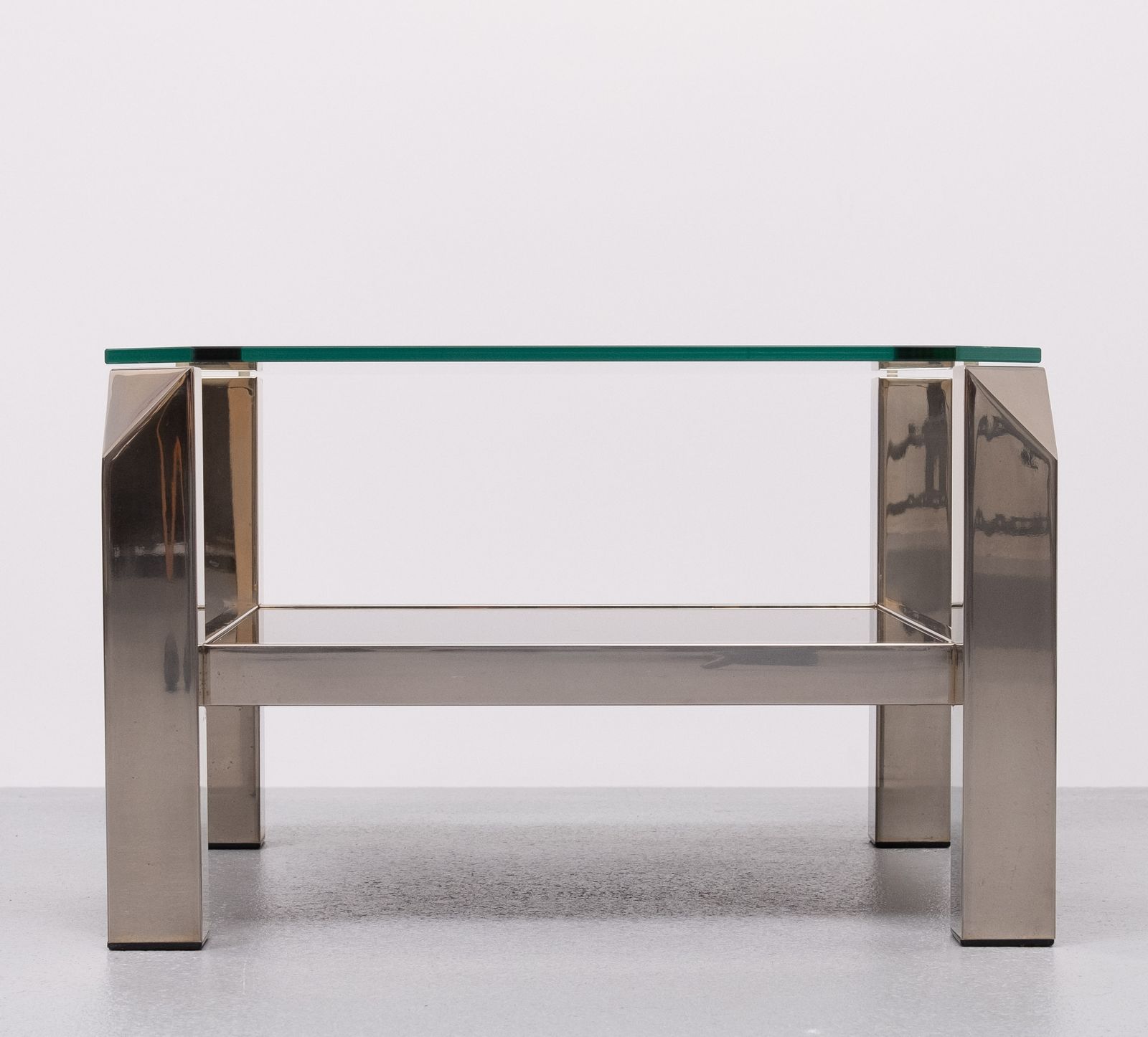 Mid Century Modern Square Chrome & Glass Coffee Table By Belgo Chrome, 1970s photo for sale