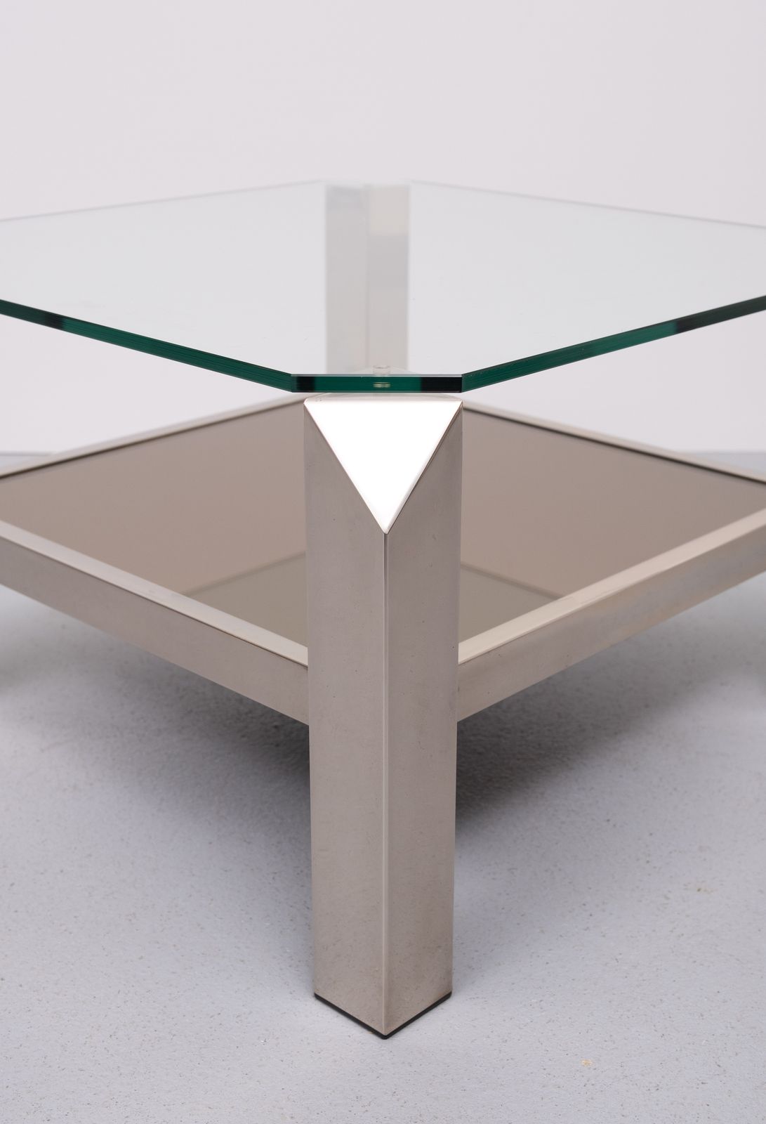 Mid Century Modern Square Chrome & Glass Coffee Table By Belgo Chrome, 1970s photo buy