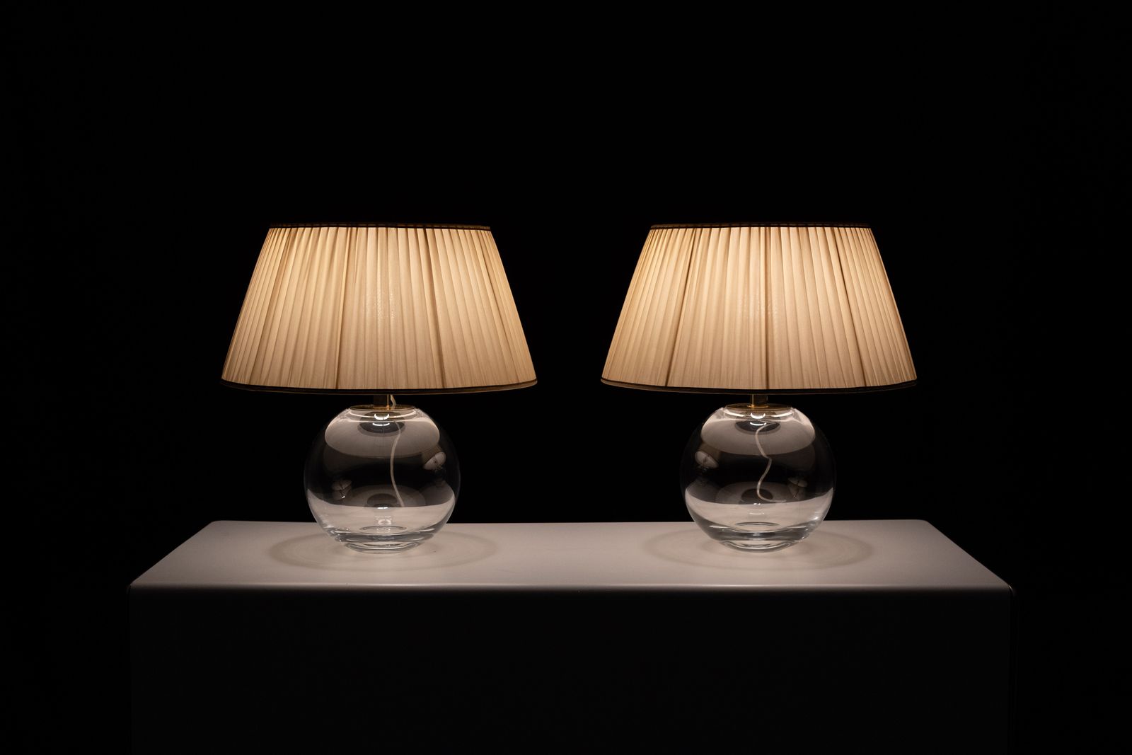 Stunning Set Glass Ball Table Lamps 1970s France photo buy