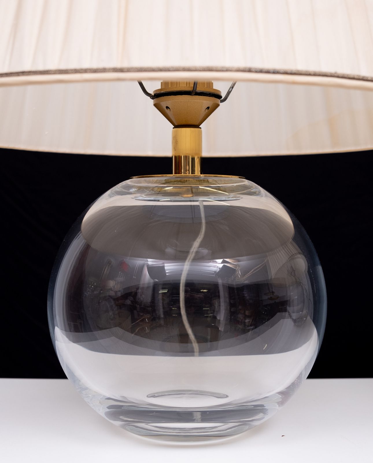 Stunning Set Glass Ball Table Lamps 1970s France photo vintage