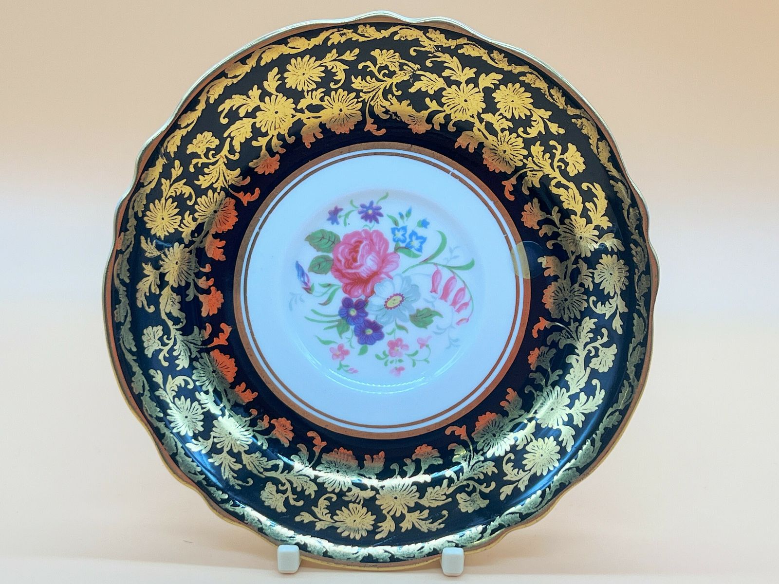 Paragon China Double Warranty Queen Mary Black And Gold With Pink Chintz Centre Tea Cup And Saucer Duo. No. 1334. photo buy