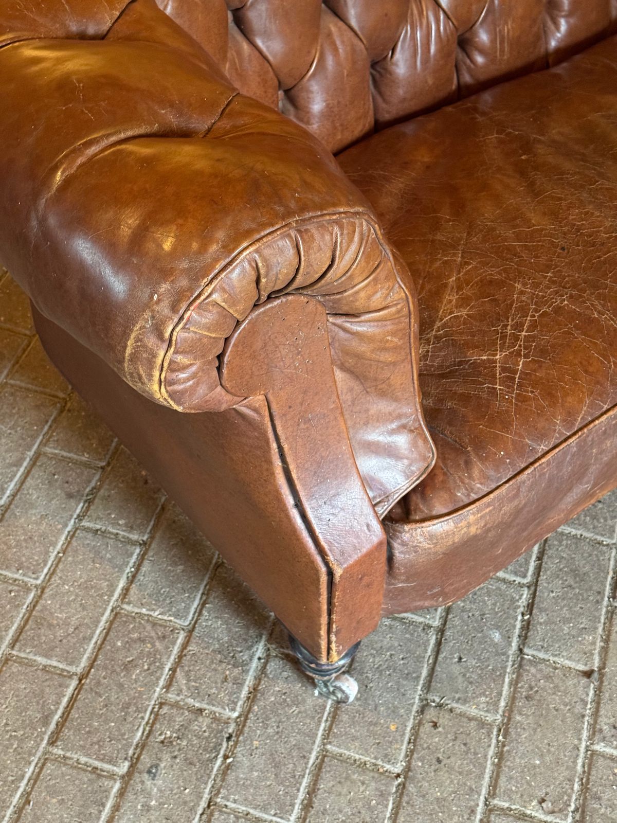 Antique Chesterfield Sofa, Leather 3 Seater C1870 By Hampton & Sons Of Pall Mall photo vintage