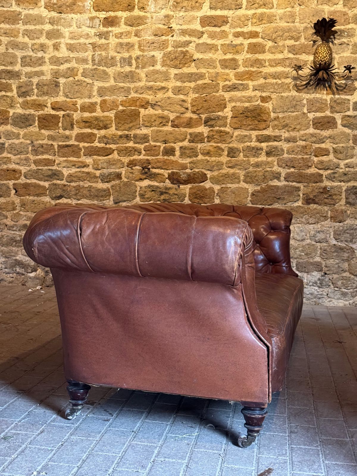 photo for sale Antique Chesterfield Sofa, Leather 3 Seater C1870 By Hampton & Sons Of Pall Mall