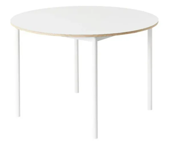 Muuto Base Table (Round 110 Cm), Laminate With Plywood Edges, White Retails £1.2k photo Furniture