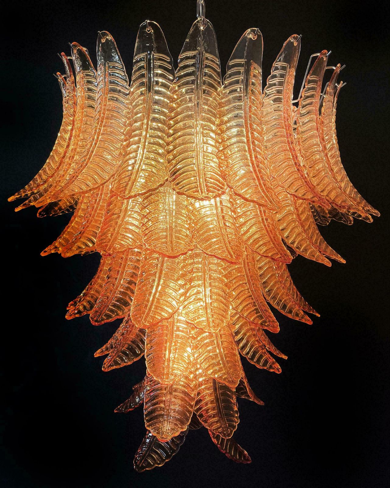 photo furniture Gorgeous Italian Murano Felci Glass Chandeliers, 75 Amber Glasses