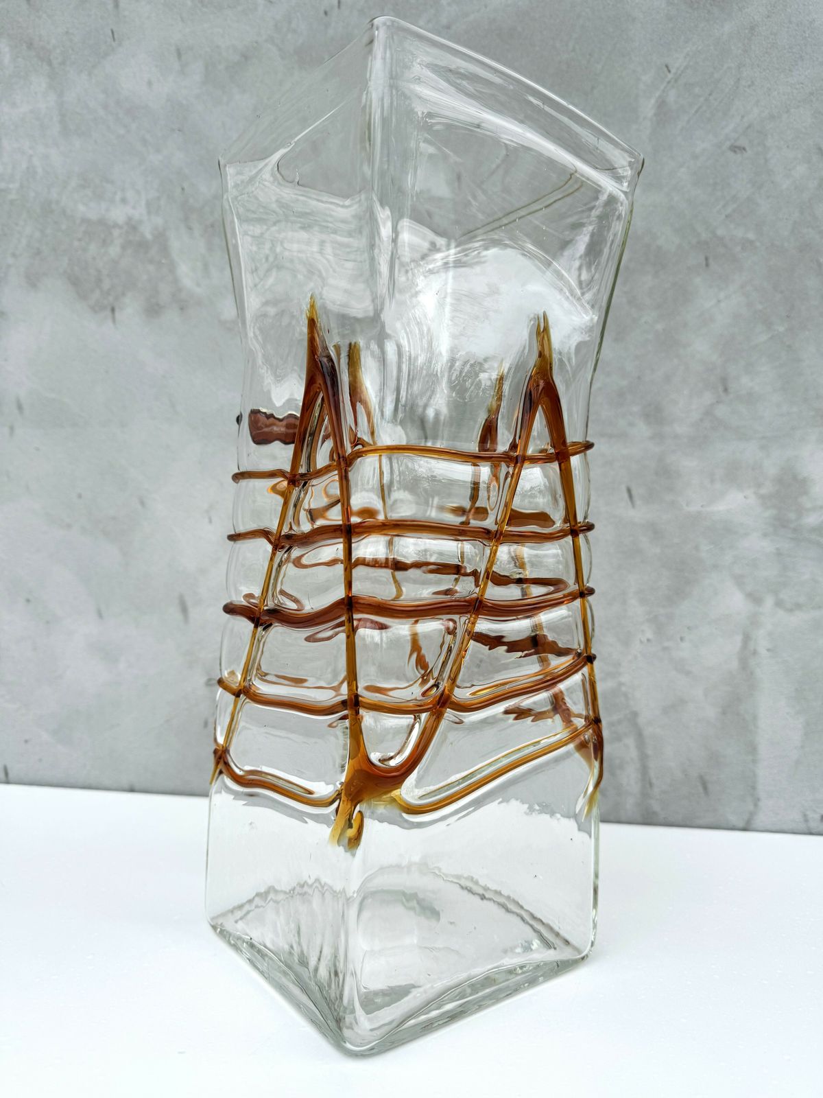 Rare Murano Glass Vase By Bianconi Mazzega, Vintage Italian Art Glass Design
