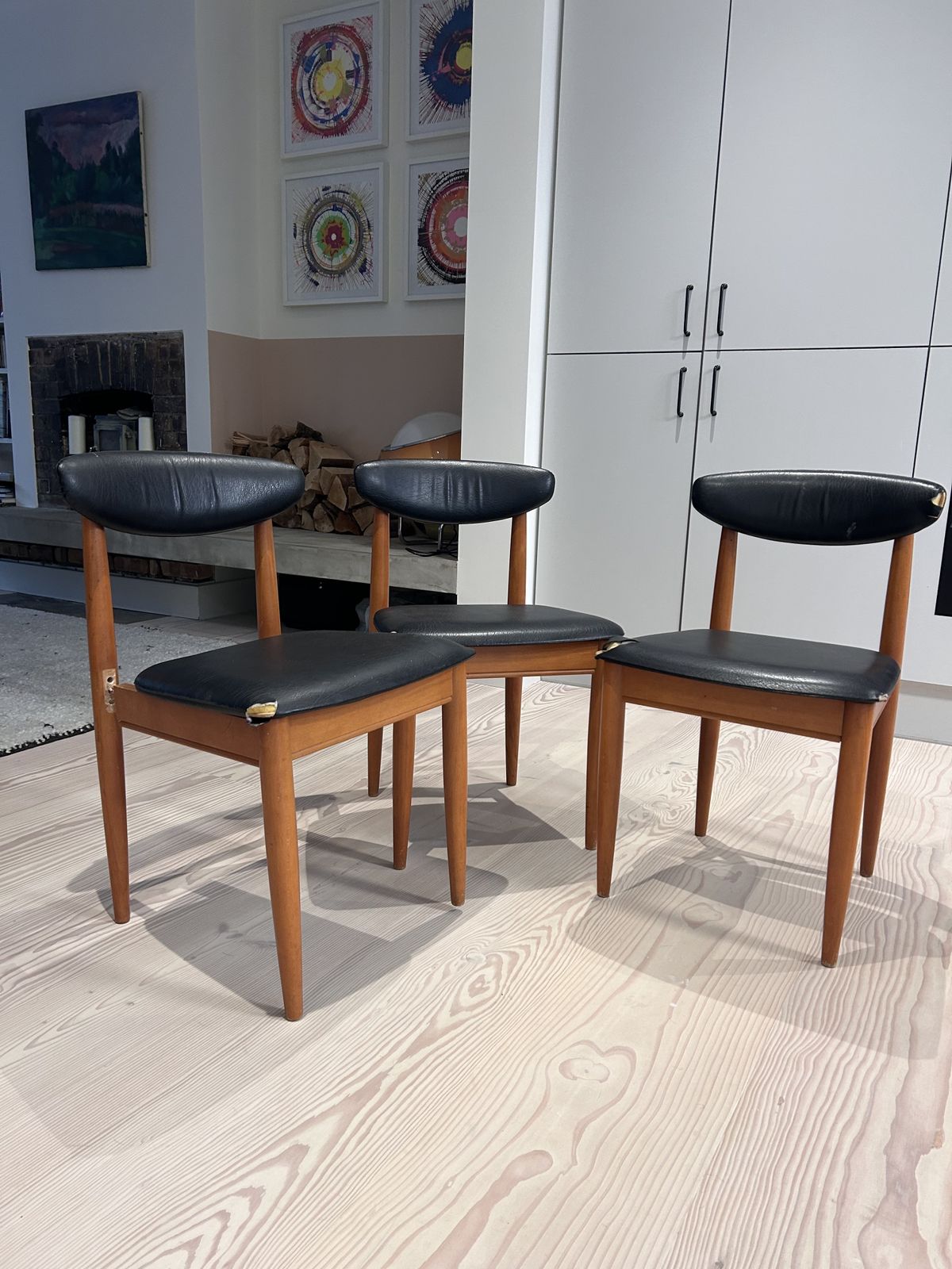 120.0 Trio Of Mid Century Dining Chairs By Schreiber photo