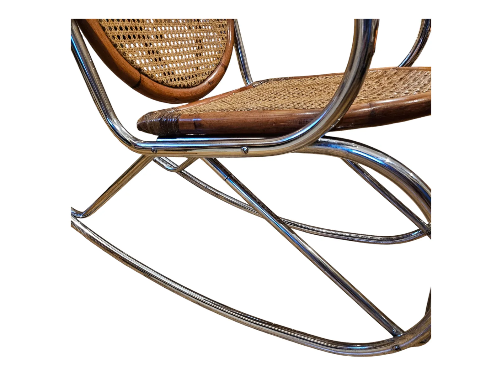 Vintage Style Chrome & Cane Rocking Chair photo vintage