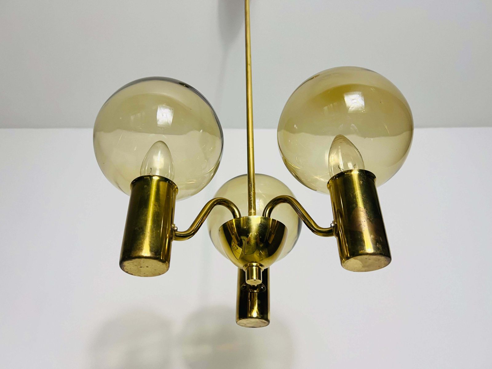 Brass And Glass Chandelier By Hans Agne Jakobsson, Sweden, 1960s photo 2128.0