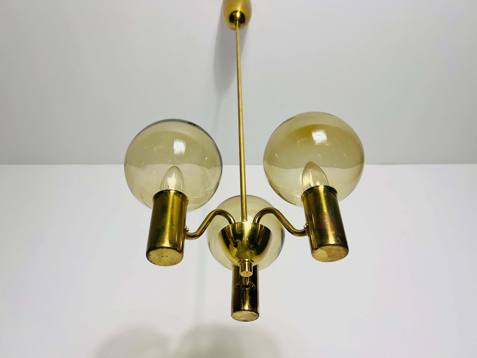 Brass And Glass Chandelier By Hans Agne Jakobsson, Sweden, 1960s photo vinterior