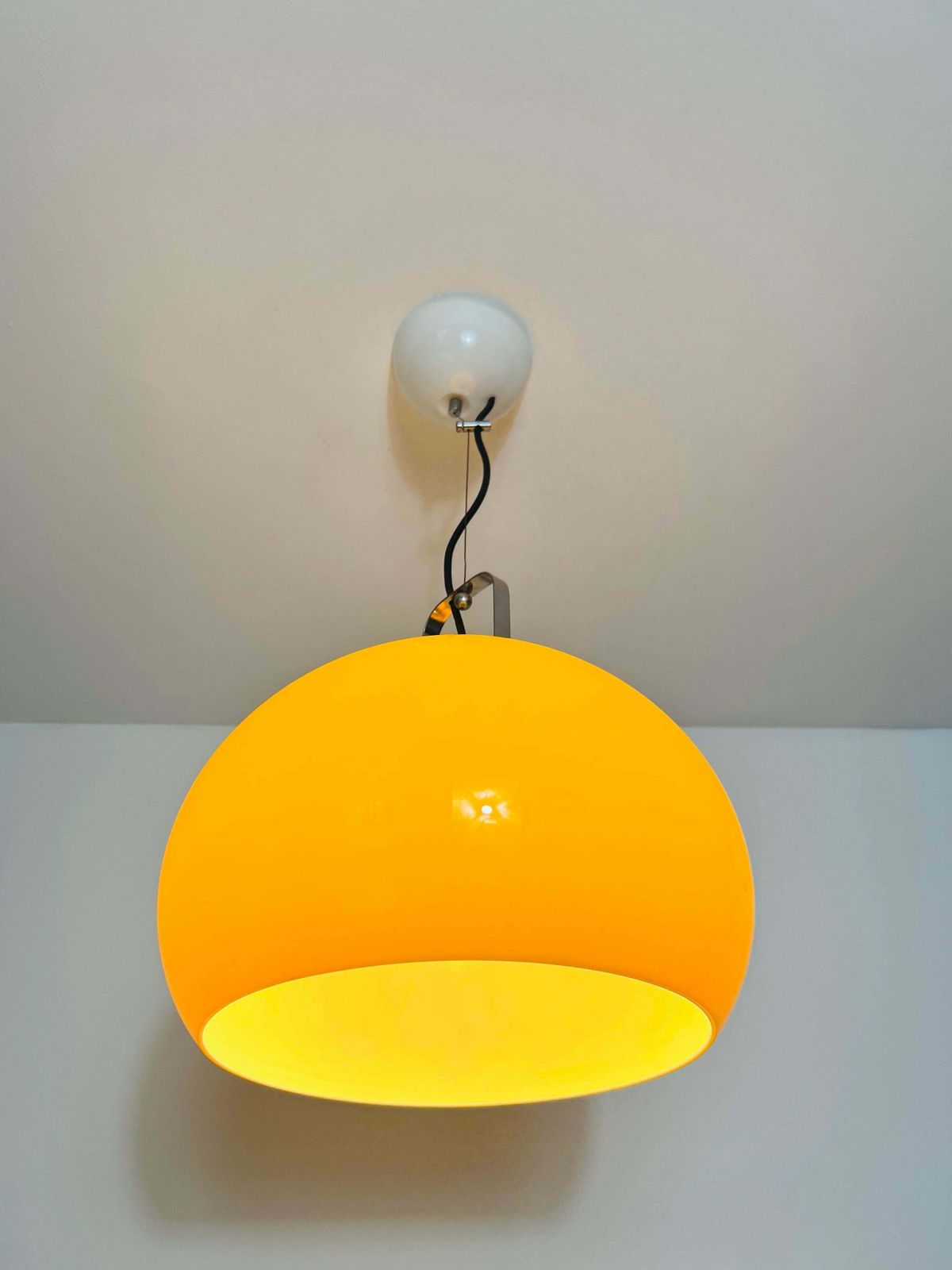 Yellow Pendant Lamp By Iguzzini, Italy, 1970s photo vintage