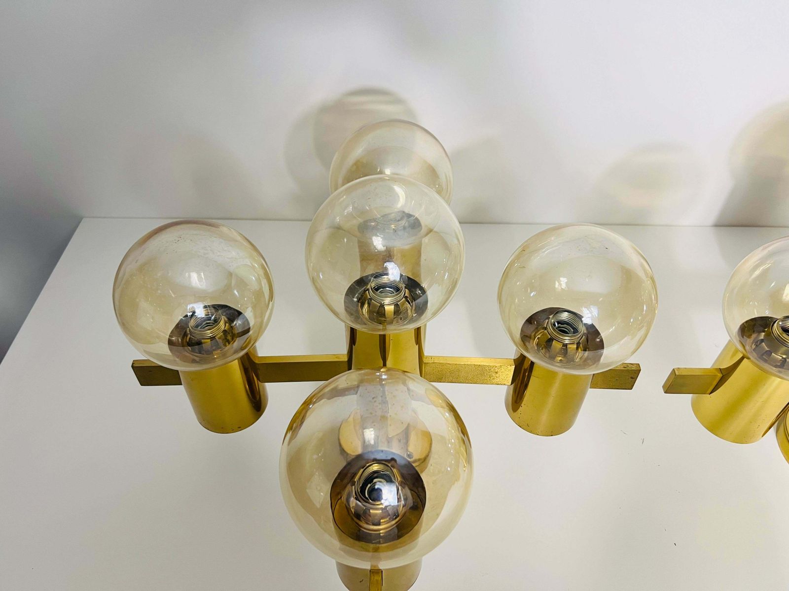 photo furniture 1 Of 2 Brass And Glass Chandelier By Hans Agne Jakobsson, Sweden, 1960s