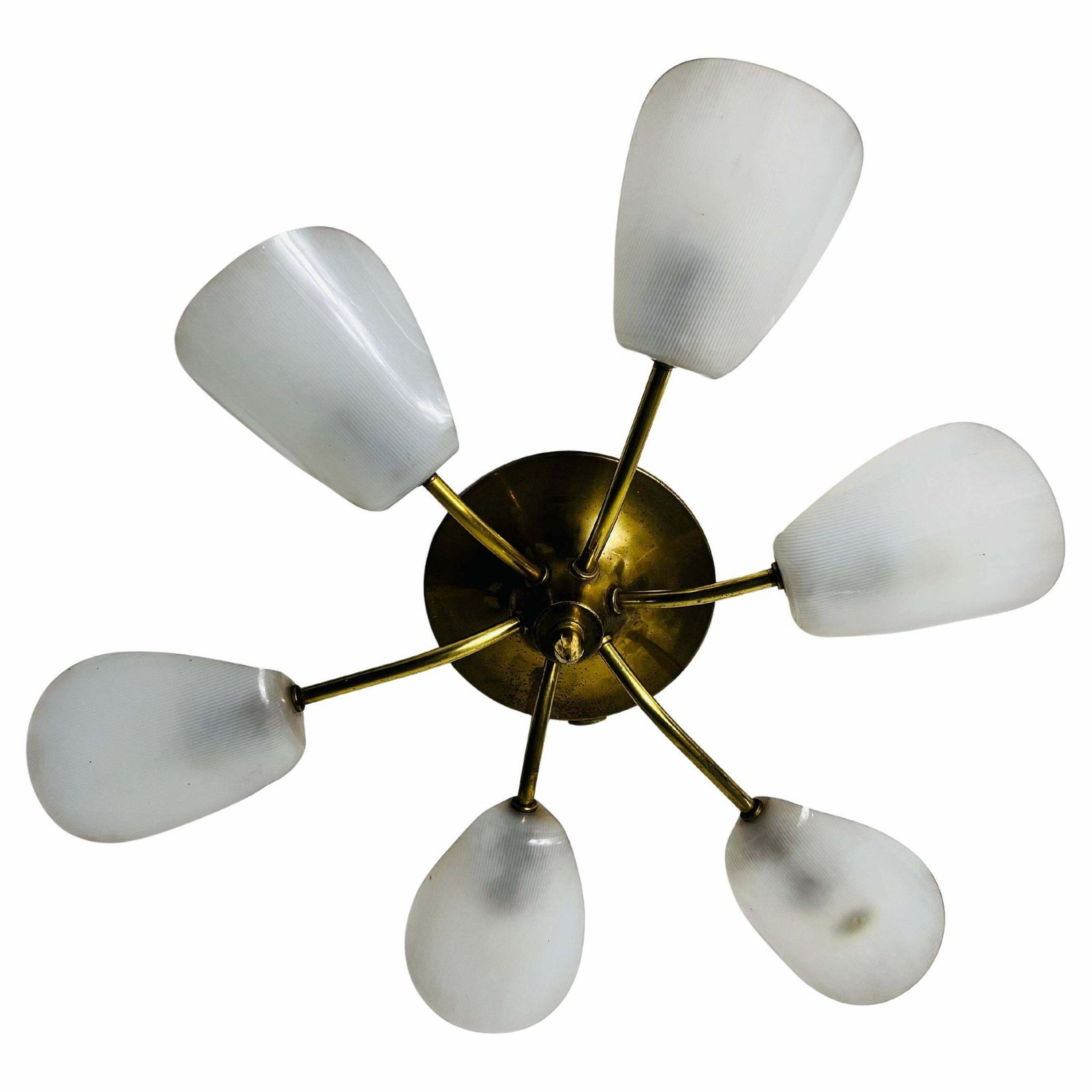 Italian Midcentury Brass 6 Arm Sputnik Chandelier, 1950s