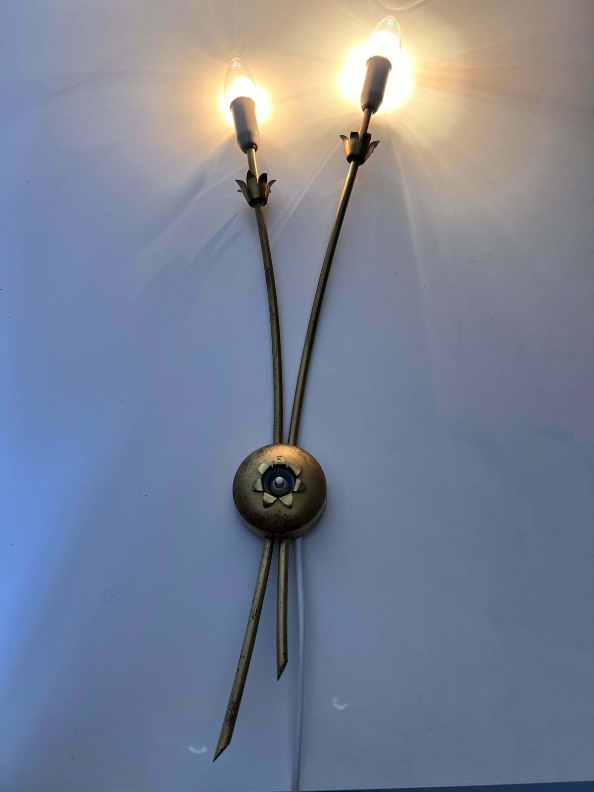 photo furniture Pair Of Mid Century Brass Sputnik Wall Lamps, Italy, 1960s