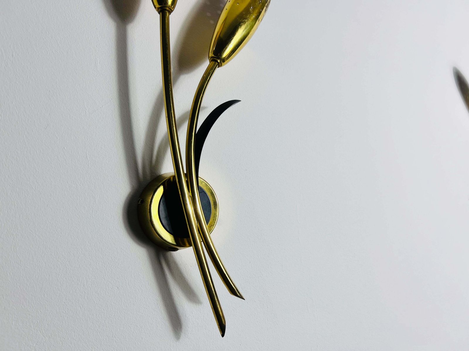 Pair Of Mid Century Brass Sputnik Wall Lamps, Italy, 1960s photo vintage