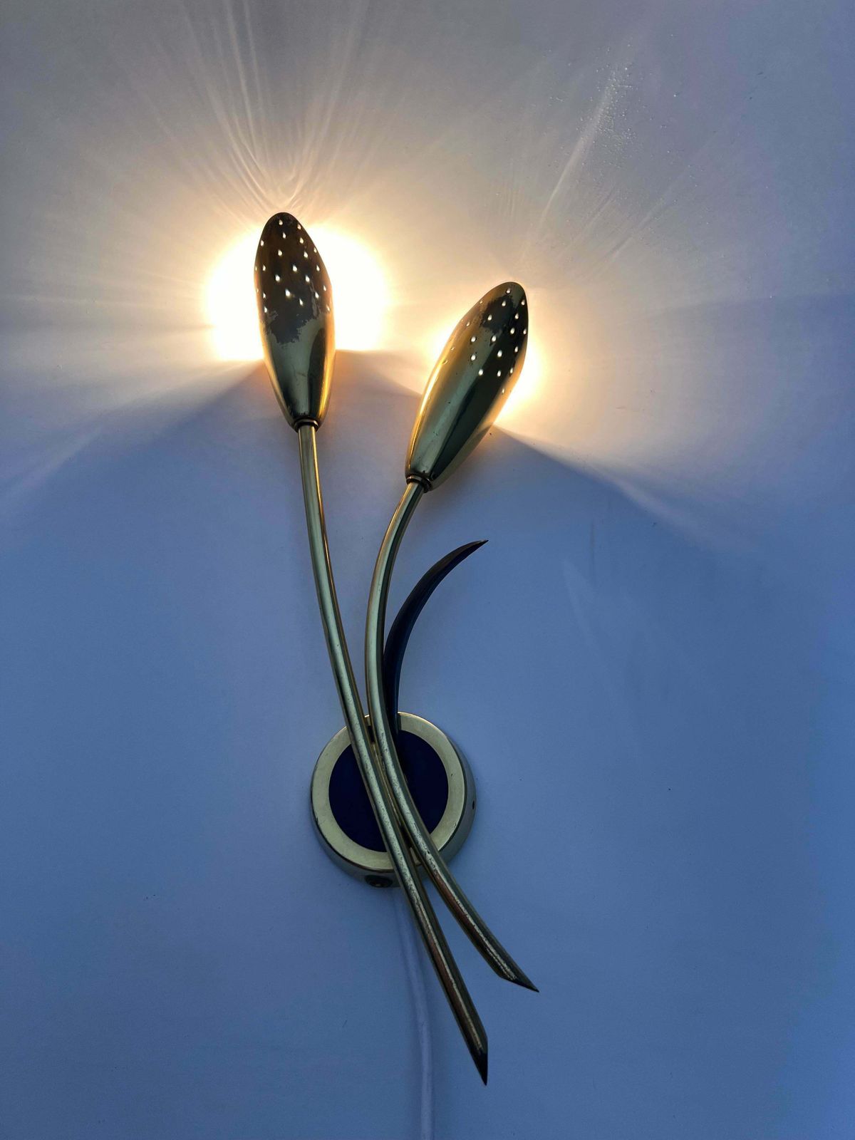 Lighting Pair Of Mid Century Brass Sputnik Wall Lamps, Italy, 1960s photo