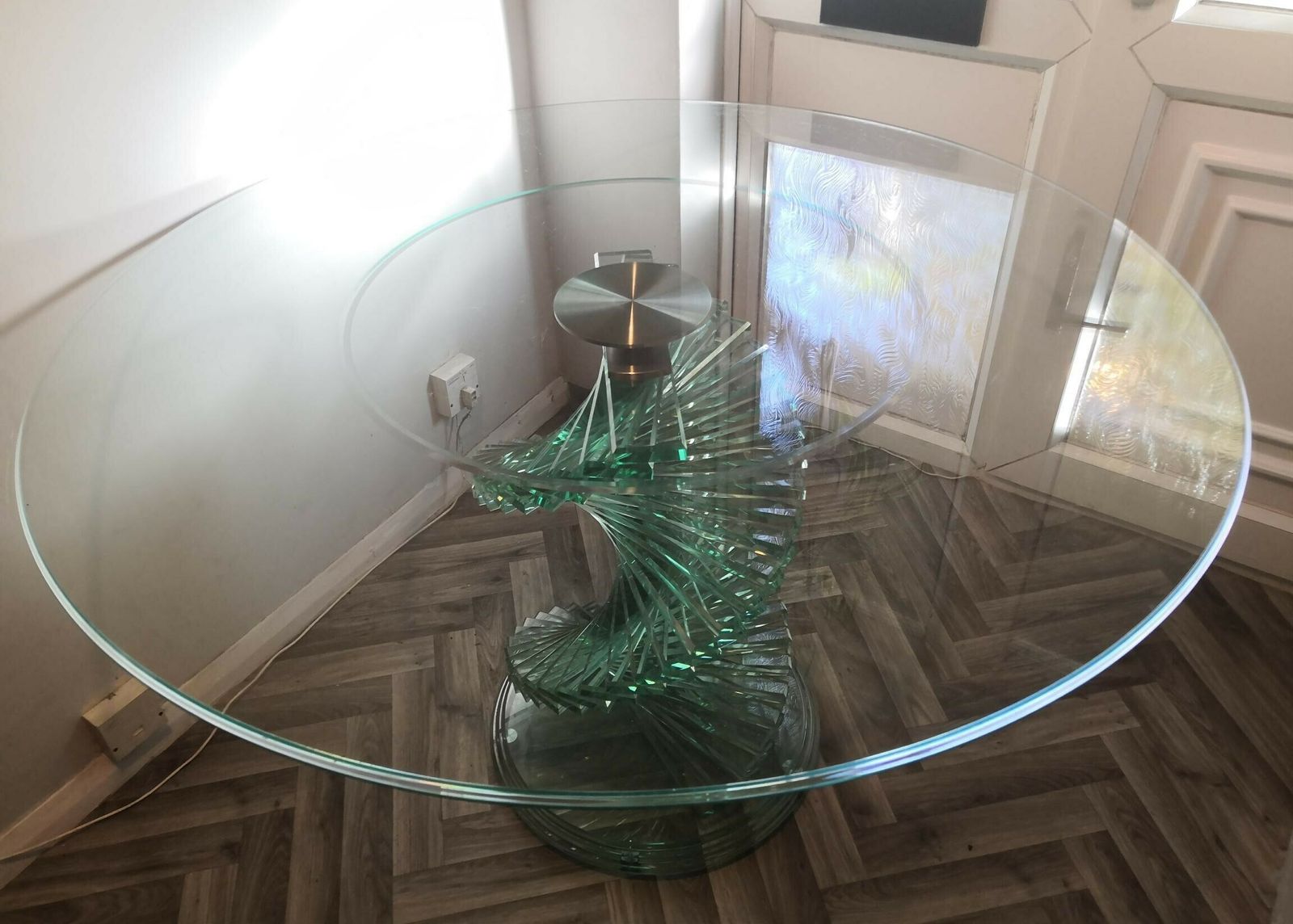 1980s Retro Glass Spiral Helix Dining Table In The Style Of Danny Lane