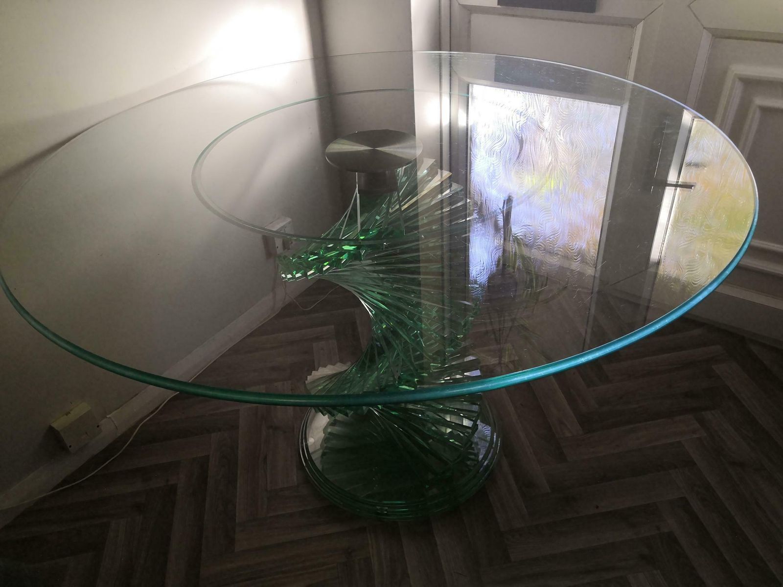 1980s Retro Glass Spiral Helix Dining Table In The Style Of Danny Lane photo furniture