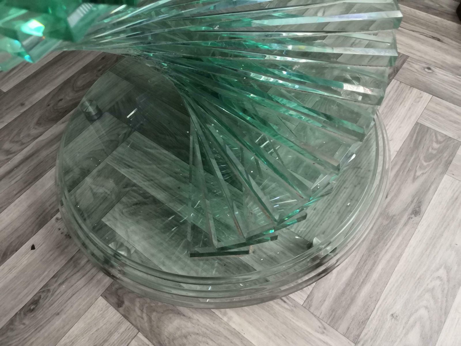 1980s Retro Glass Spiral Helix Dining Table In The Style Of Danny Lane photo vinterior