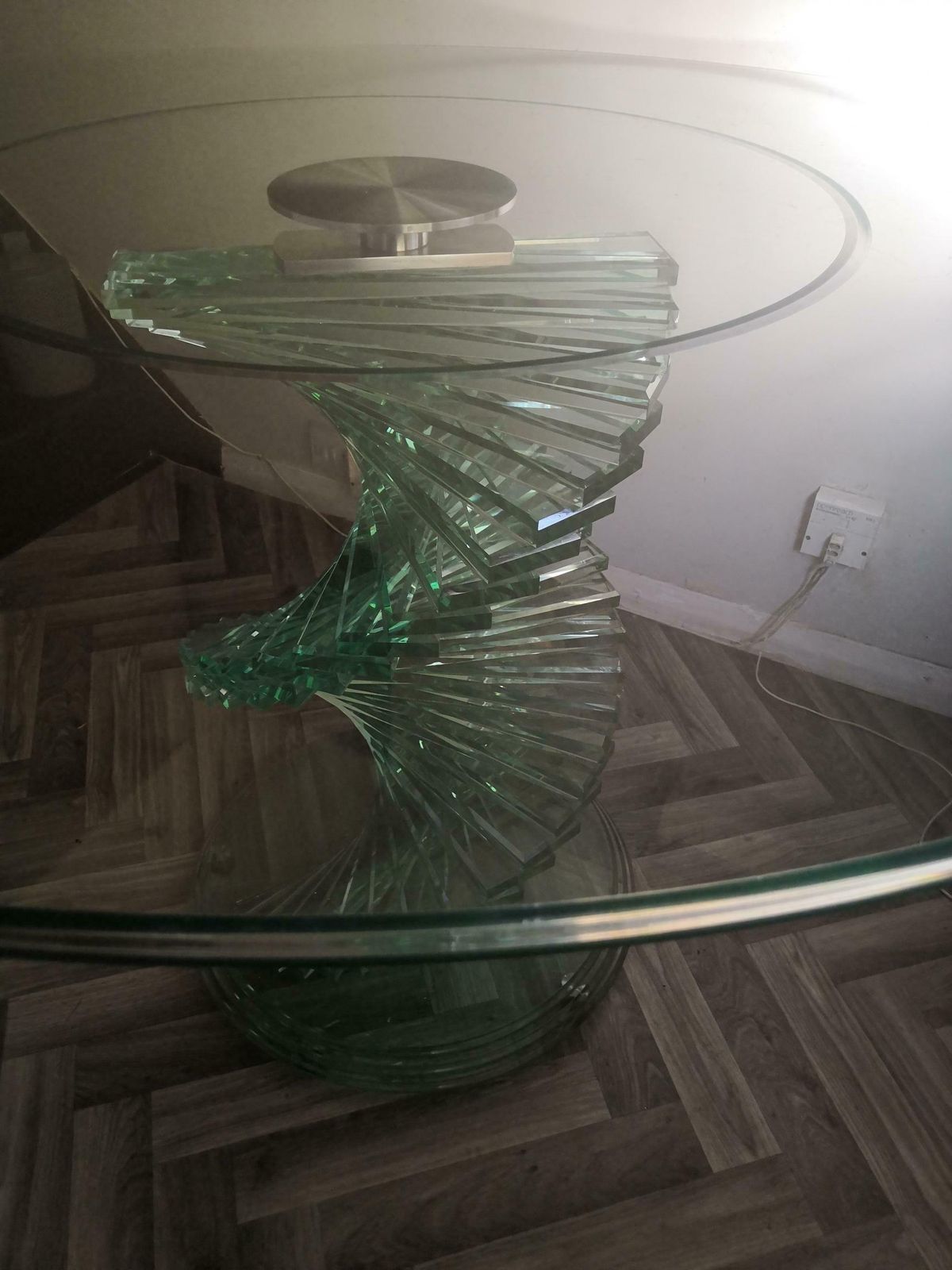 photo buy 1980s Retro Glass Spiral Helix Dining Table In The Style Of Danny Lane
