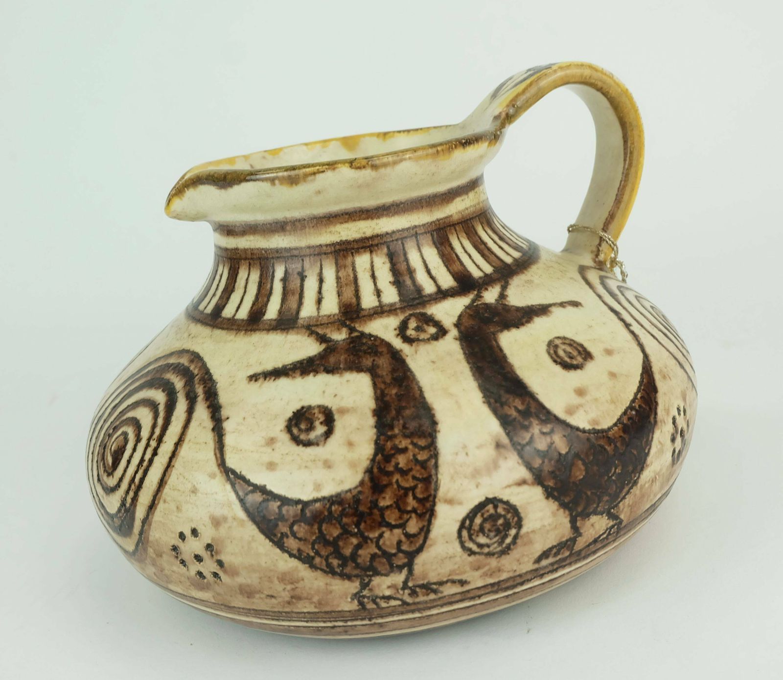 Italian Mid Century Ceramic Vase Jug Signed Vitali Handmade 1970s photo vinterior