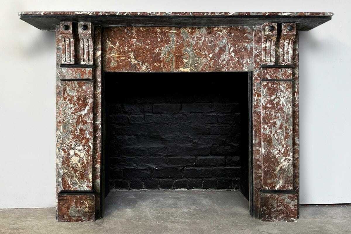 Antique Victorian Fireplace Surround In Rouge Royal Marble