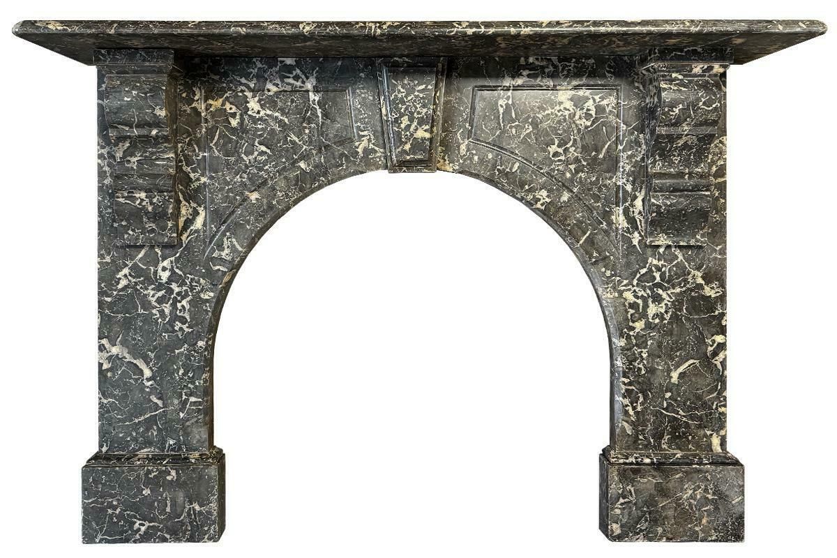 photo furniture Substantial Antique Victorian Arched St Anne Marble Fireplace Surround
