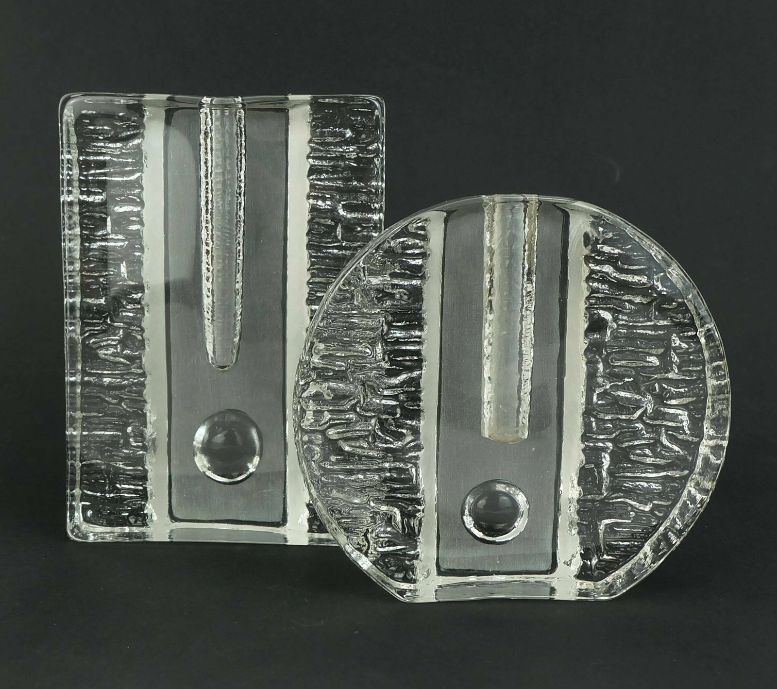 Set Of 2 Solifleur Block Vases Walther Glas 60s 70s Op Art Arrangement Vases photo vinterior
