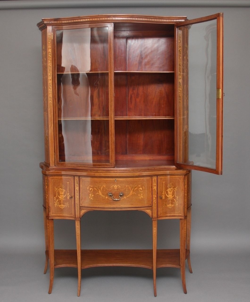 19th Century Mahogany Inlaid Display Cabinet photo Furniture