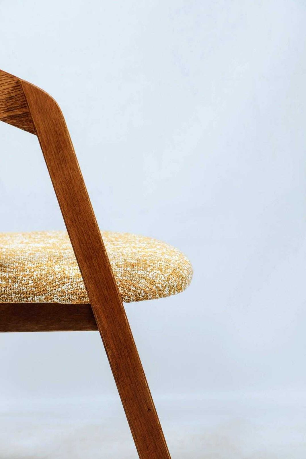 photo for sale Oak Wood Dining Chairs Yellow Vintage Upholstery, Personalize Option, Horeca Spaces