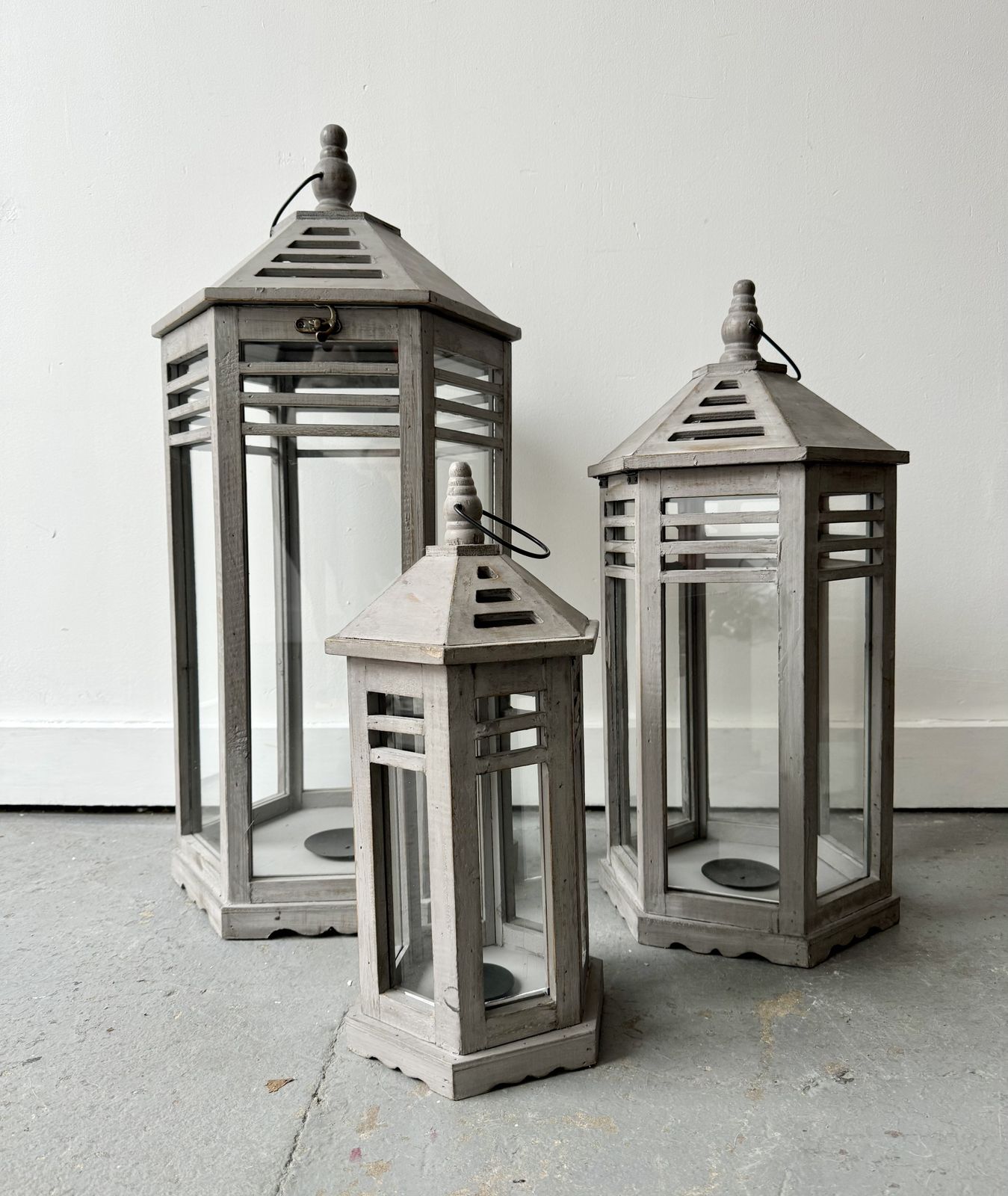 Set Of 3 Storm Lanterns