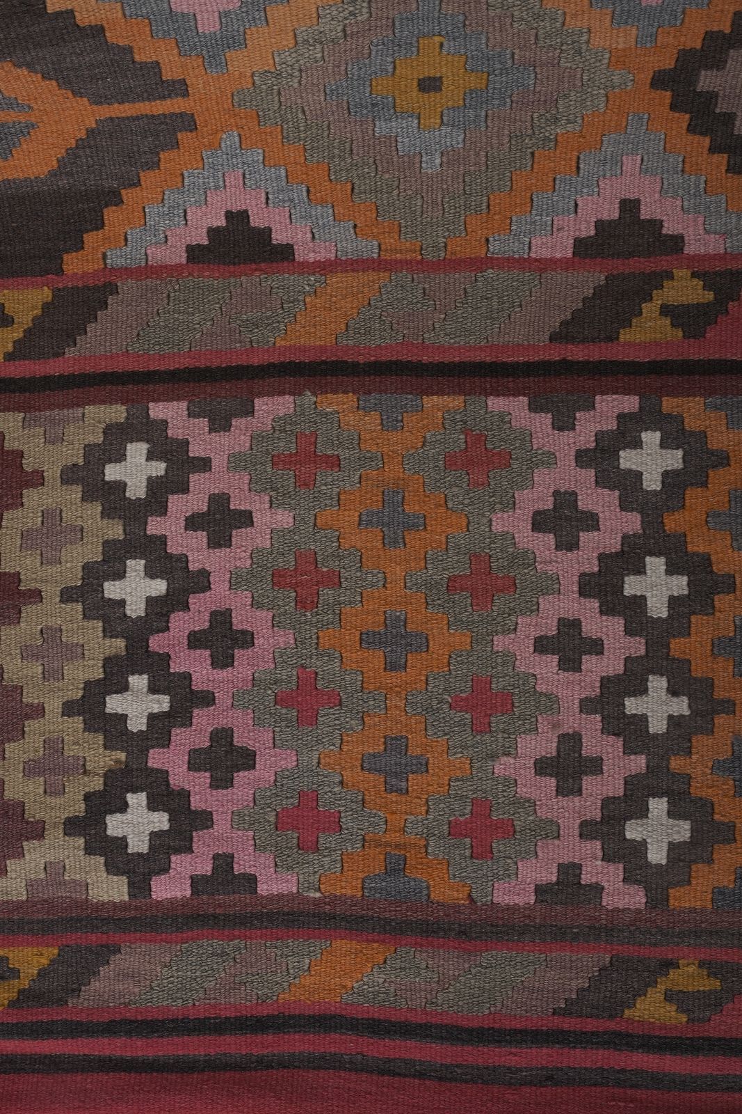 1960s Striped Turkish Kilim Runner Rug 2'5'' X 12'7'' photo 670.0