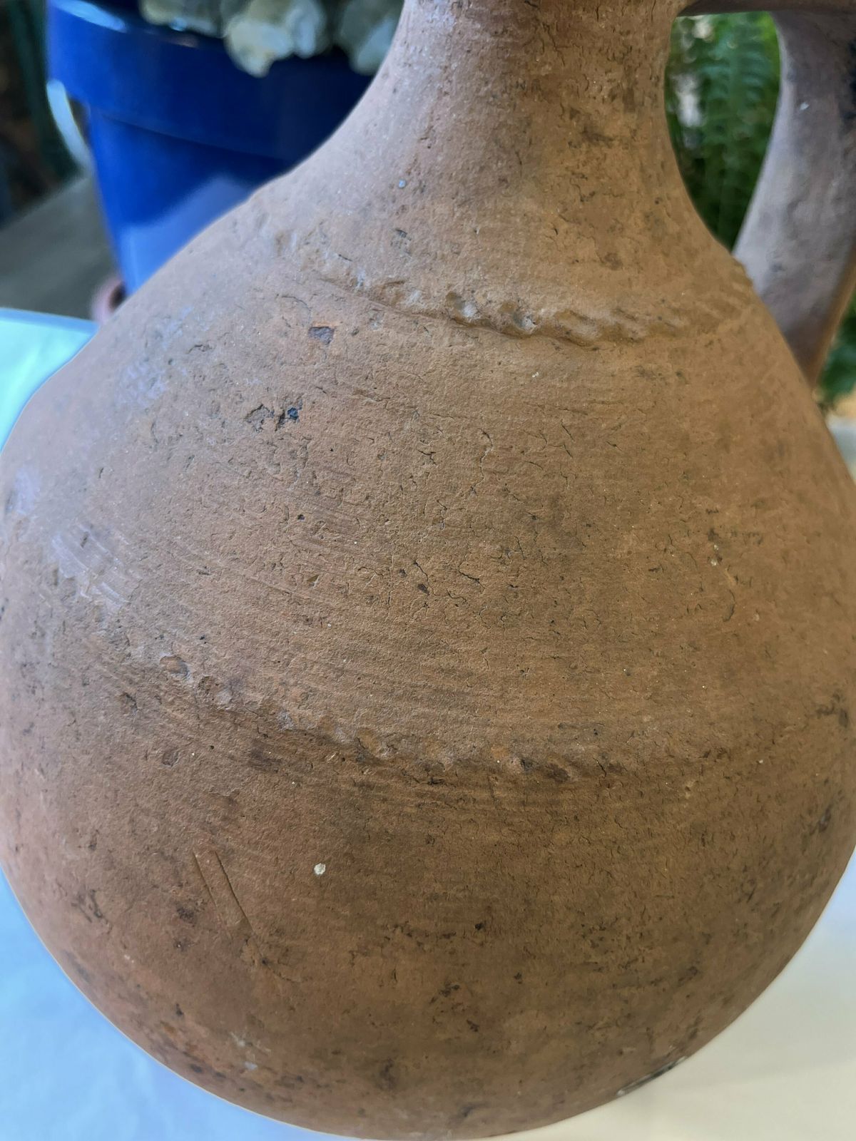Hungarian/Eastern European Banded Terracotta Vessel photo vintage