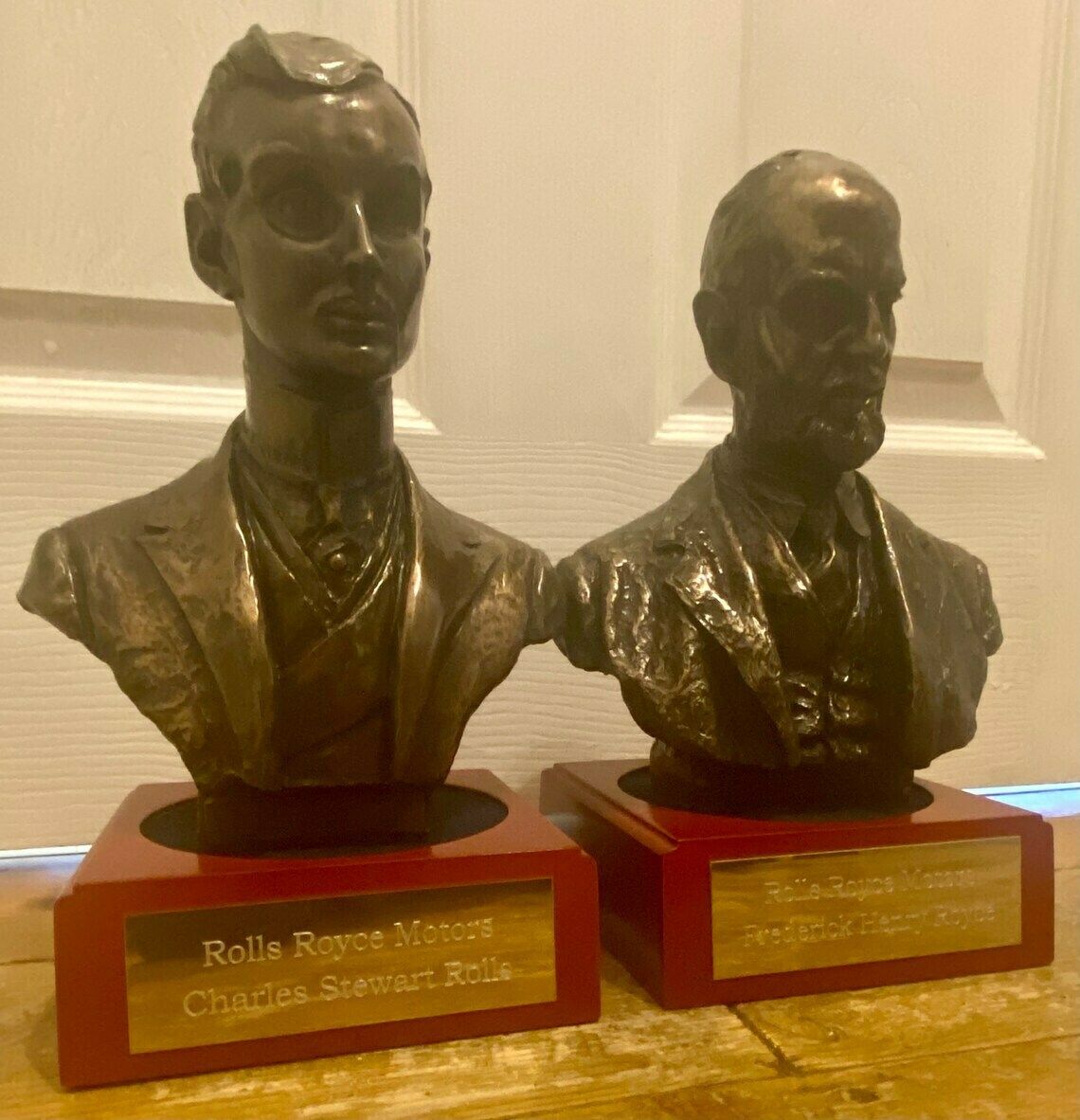 photo for sale A Pair Of Rolls Royce Bronze Busts Of Frederick Henry Royce & Charles Stewart Rolls Rare Dealership Dealer Showroom Garage Advertising Bentley Sign