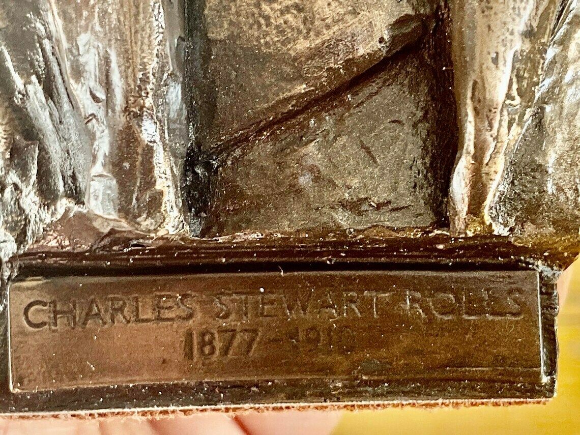 A Pair Of Rolls Royce Bronze Busts Of Frederick Henry Royce & Charles Stewart Rolls Rare Dealership Dealer Showroom Garage Advertising Bentley Sign photo vintage