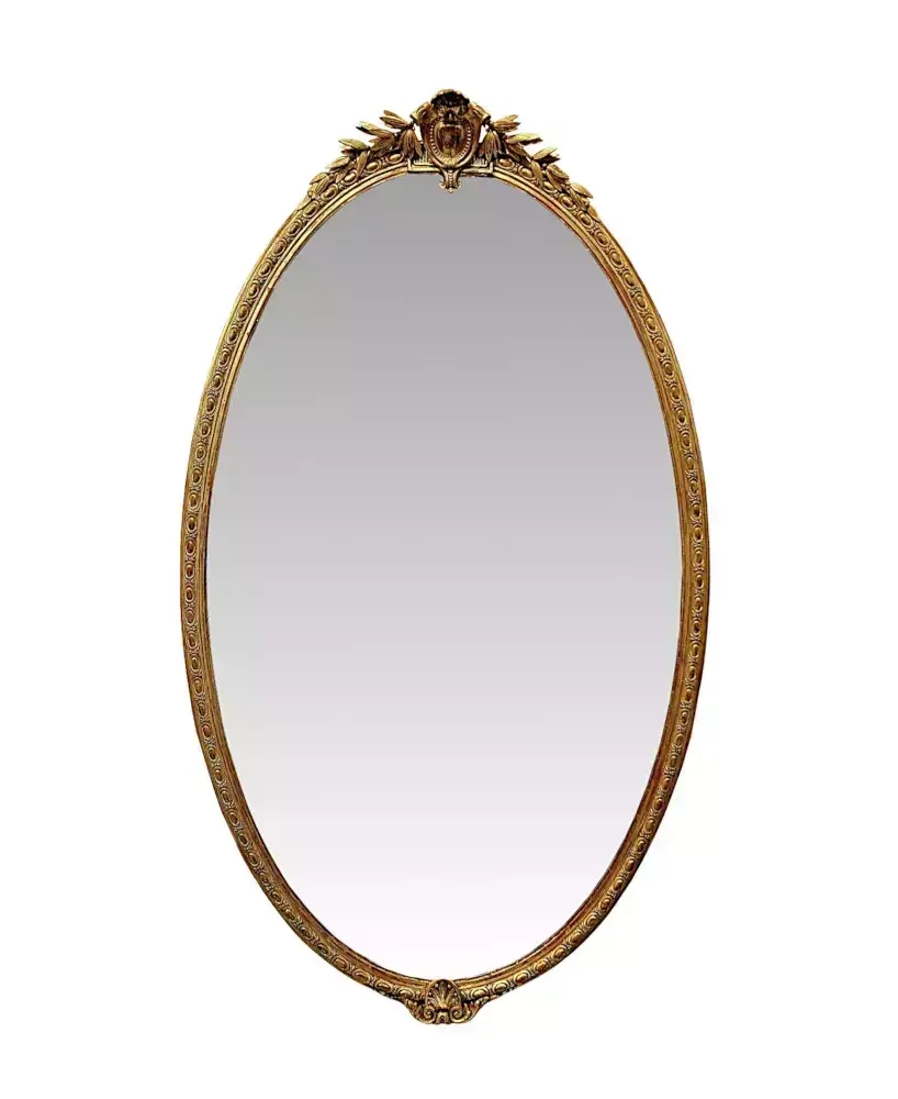 A Very Rare Large 19th Century Giltwood Oval Overmantel Mirror