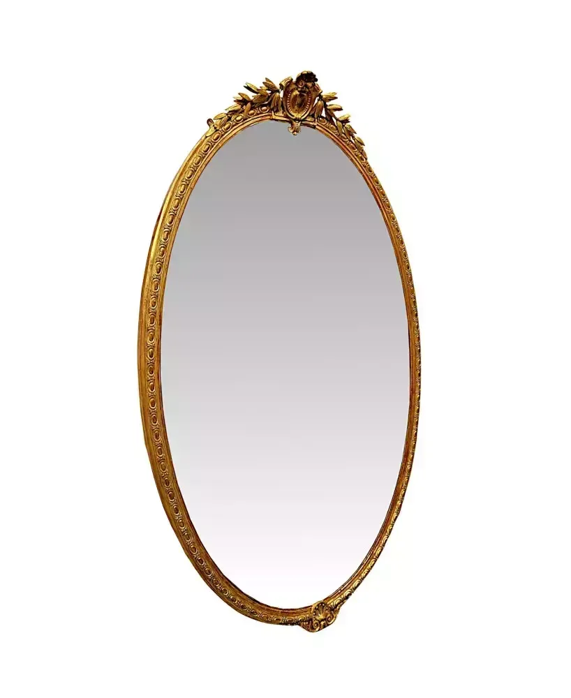 A Very Rare Large 19th Century Giltwood Oval Overmantel Mirror photo furniture