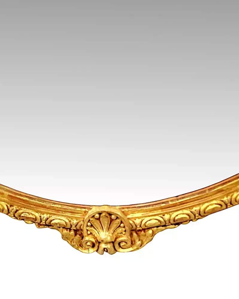 A Very Rare Large 19th Century Giltwood Oval Overmantel Mirror photo 10399.1949