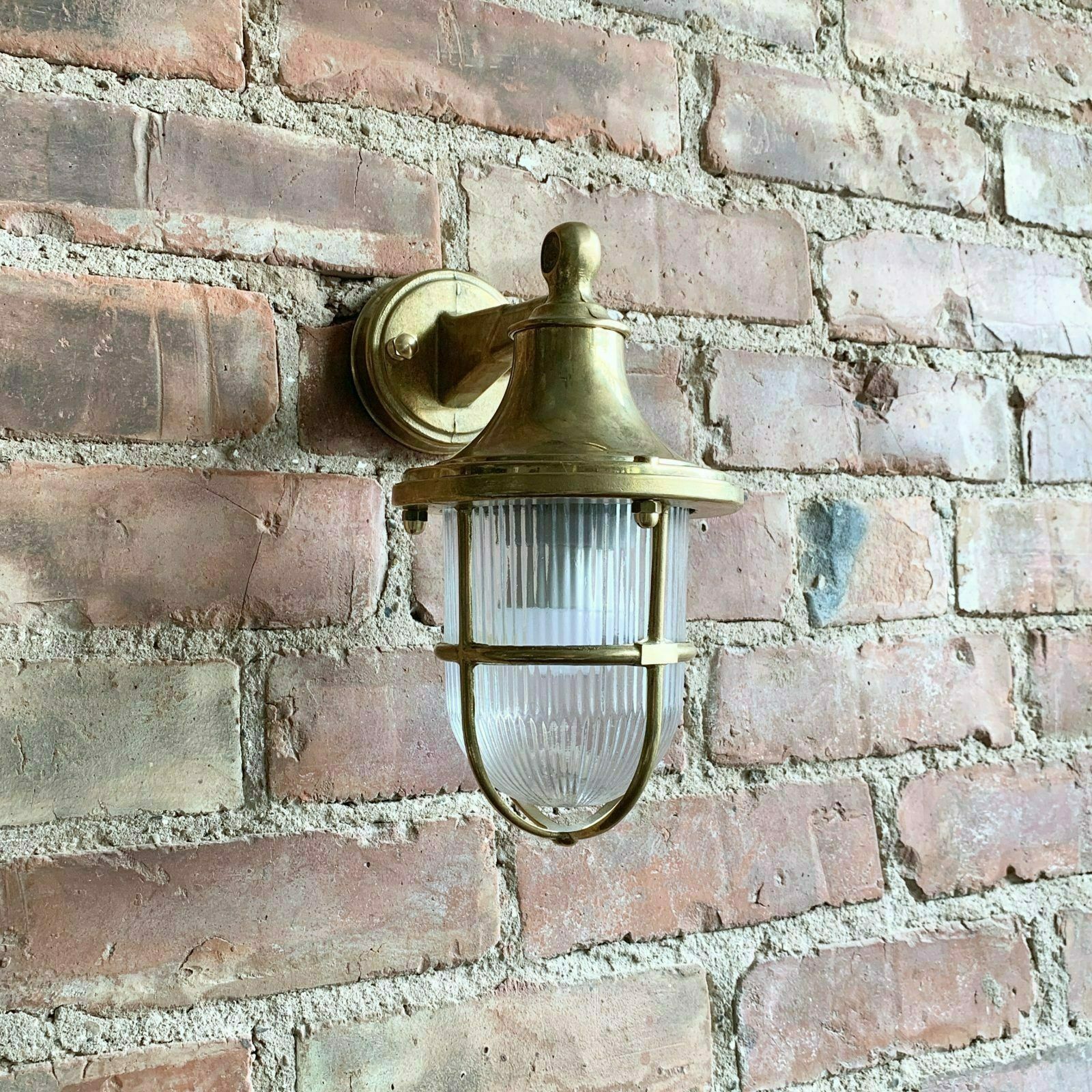 Contemporary Polished Brass Bulk Head Lantern Wall Light photo 192.0