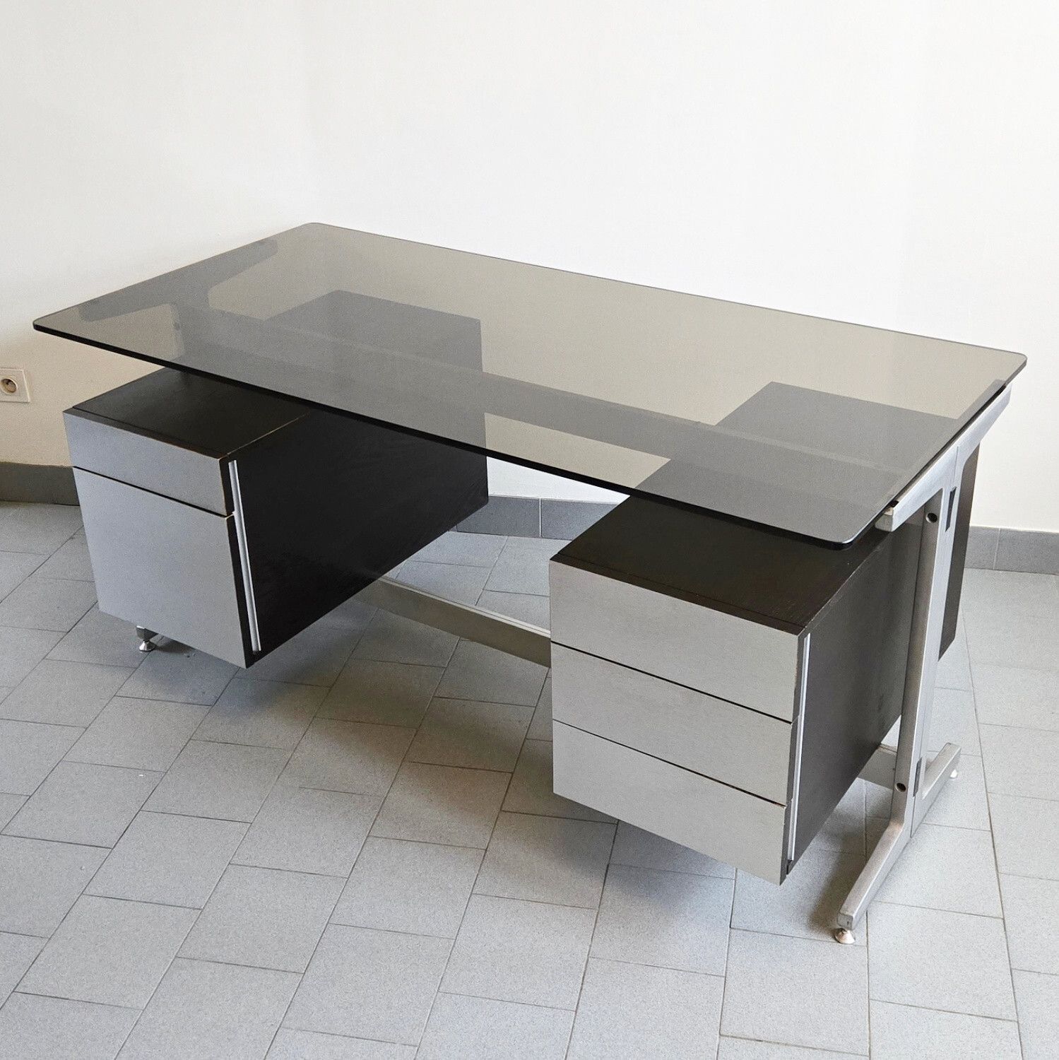 Vintage 1970 Etienne Fermigier Office For Jfr Stainless Steel & Aluminum 70s Space Age