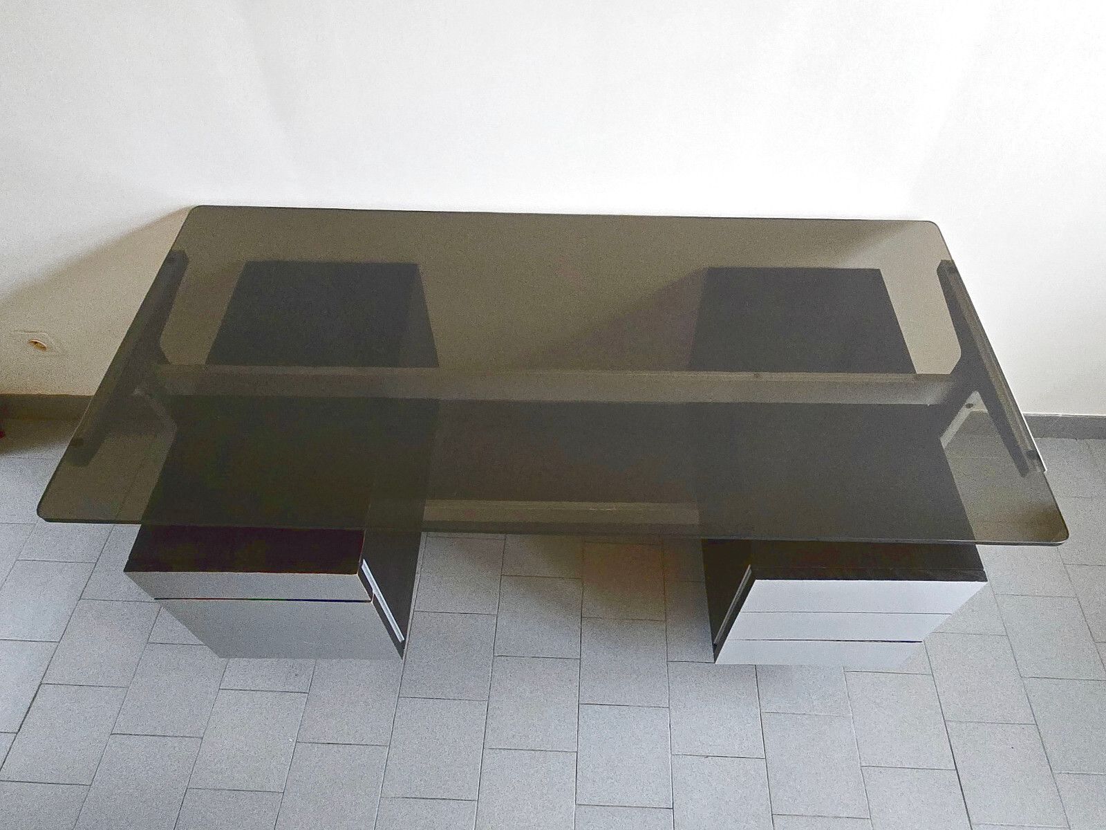 photo vintage Vintage 1970 Etienne Fermigier Office For Jfr Stainless Steel & Aluminum 70s Space Age
