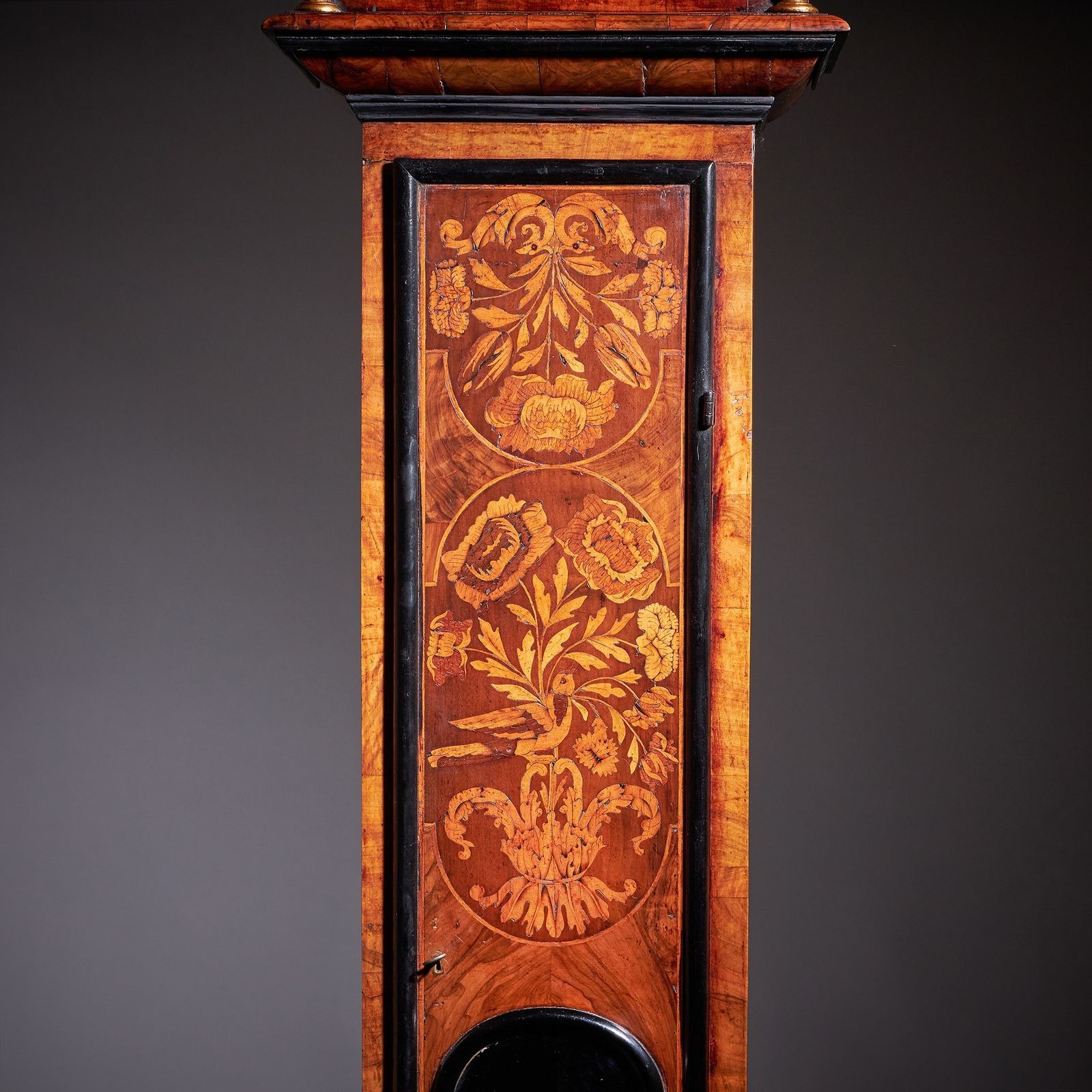 photo furniture An Exceptional William And Mary 10 Inch Marquetry Longcase Clock By James Clowes, C. 1680