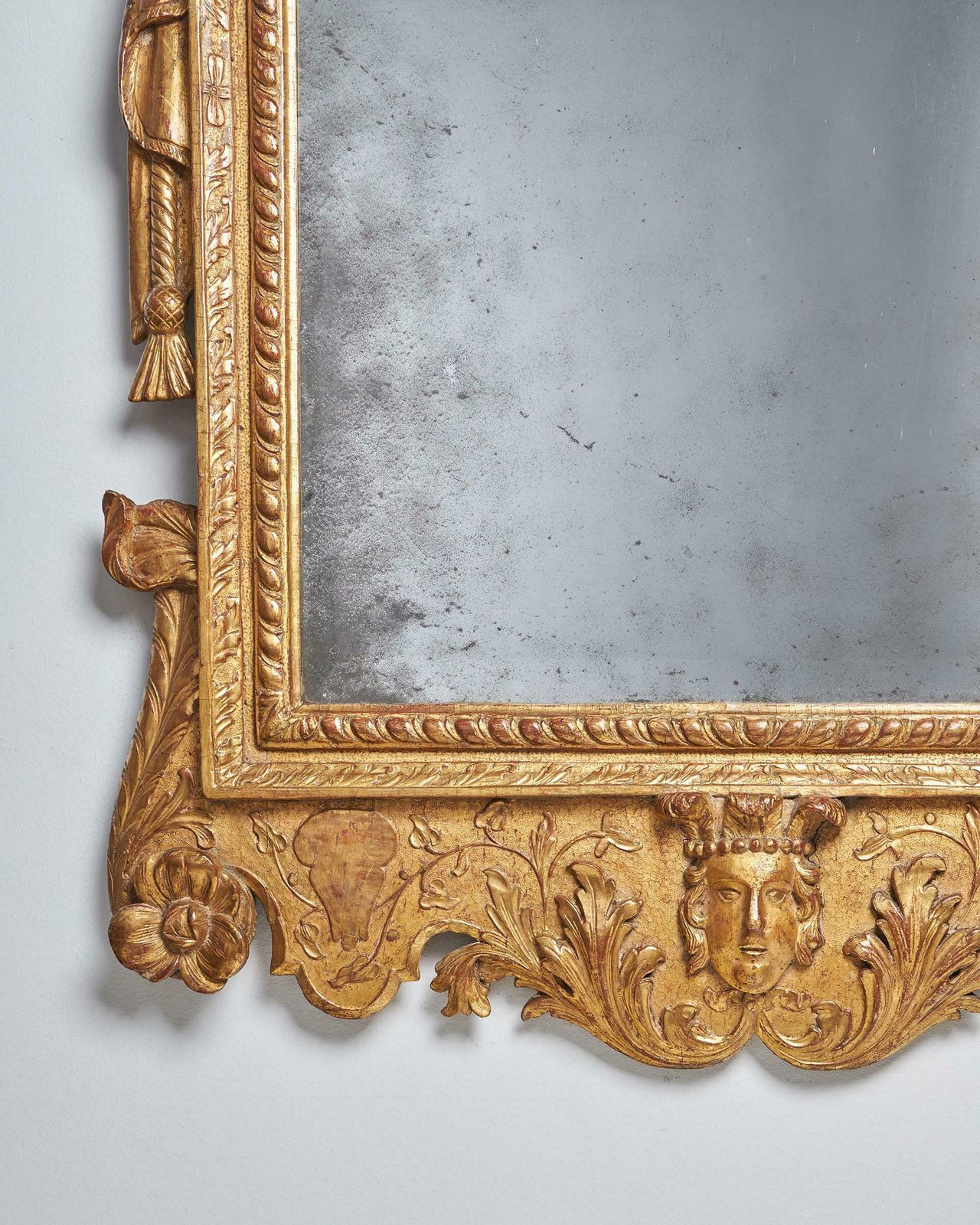 A Rare 18th Century George II Carved Cut Gesso And Giltwood Mirror, Circa 1730 photo 28000.0