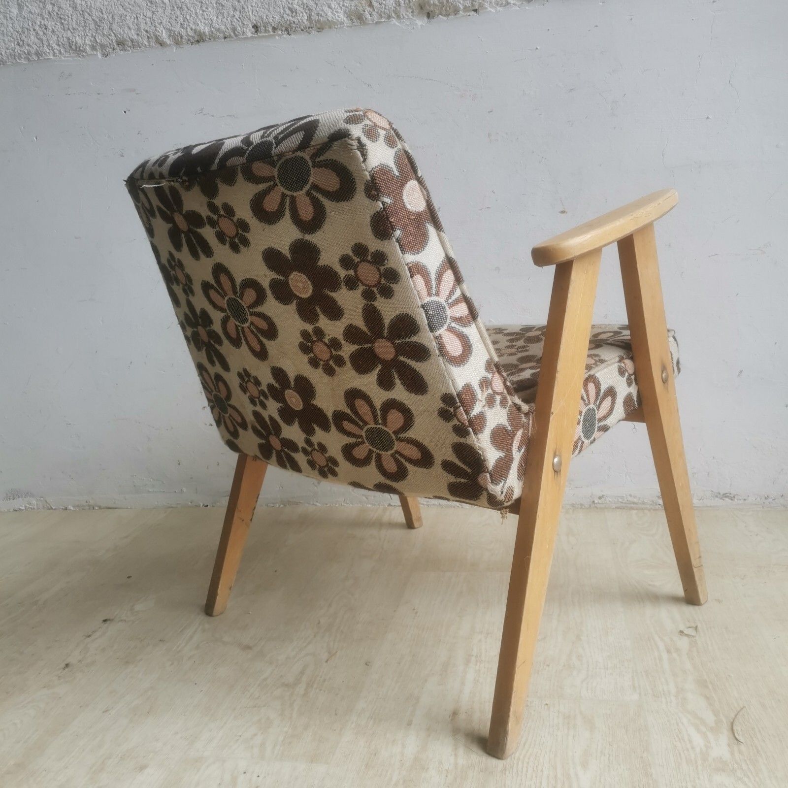 Original Polish Mid Century 366 Oak Frame Chair Designed In 1962 By J Chierowski photo buy