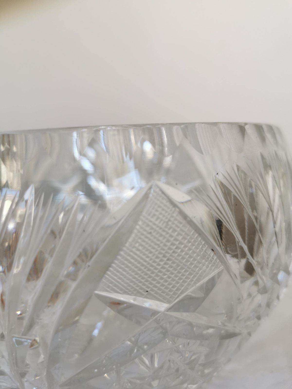 Vintage Crystal Glass Bowl 1970s / Heavy Thich Lead Fruit Bowl / Table Centerpiece / Flower Bowl / Bohemian Style Crystal Glass photo Home Decor