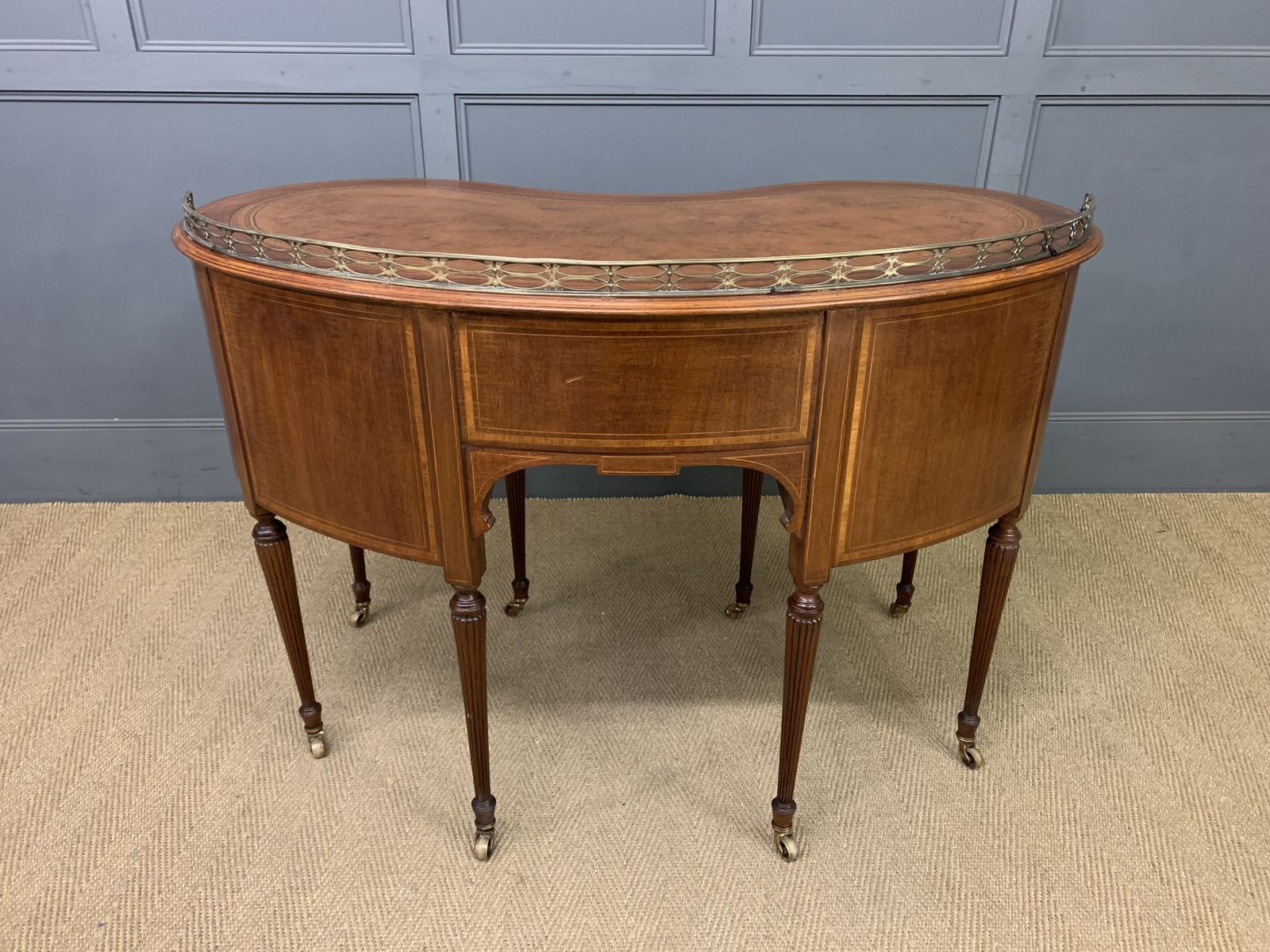 Edwardian Inlaid Mahogany Kidney Desk photo buy