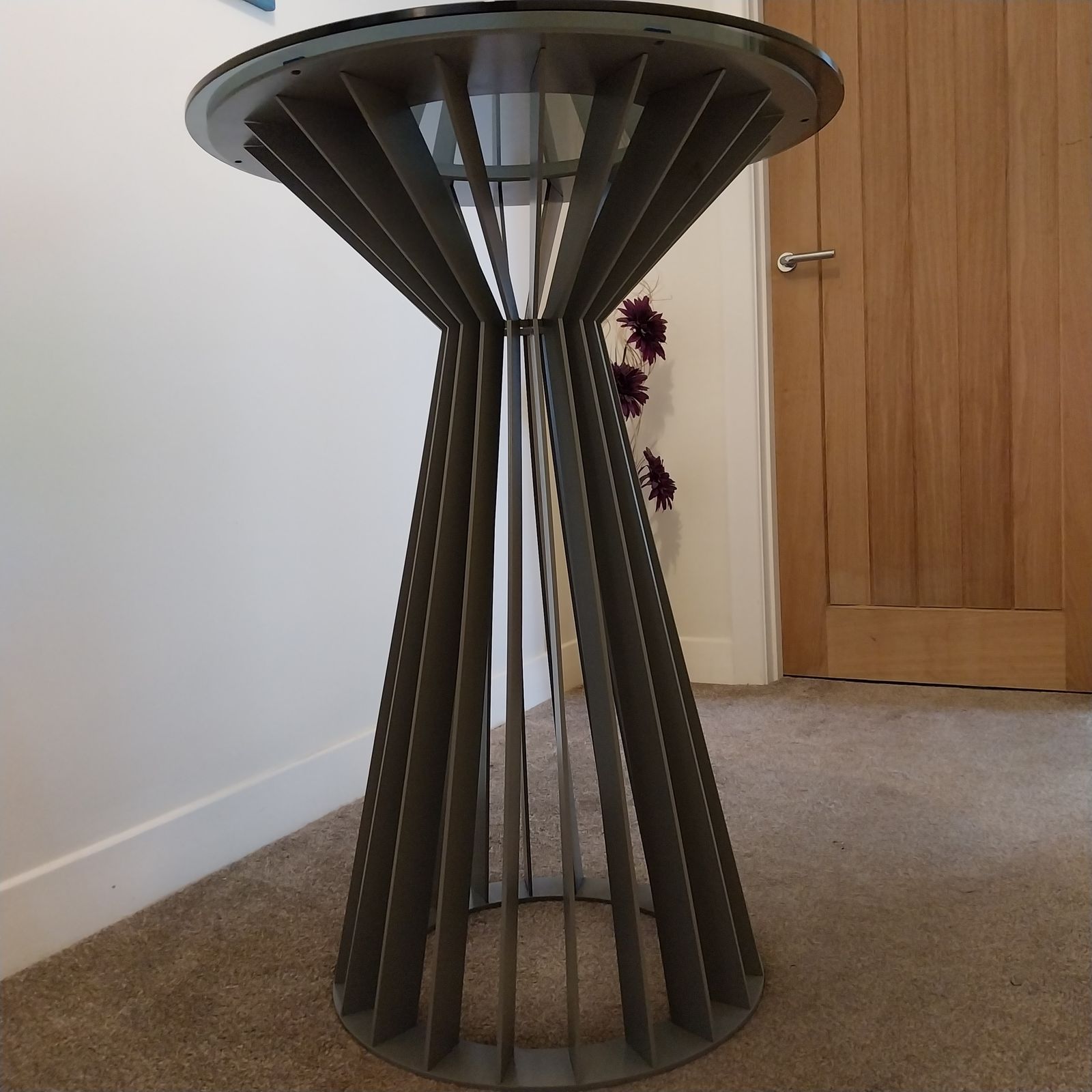 Bespoke Steel Powder Coated High Table With Smoked Glass Top photo buy